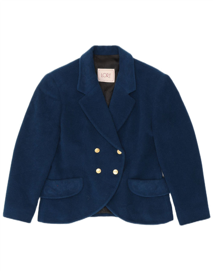 Vintage Womens Double Breasted Blazer Jacket IT 46 Large Navy Blue