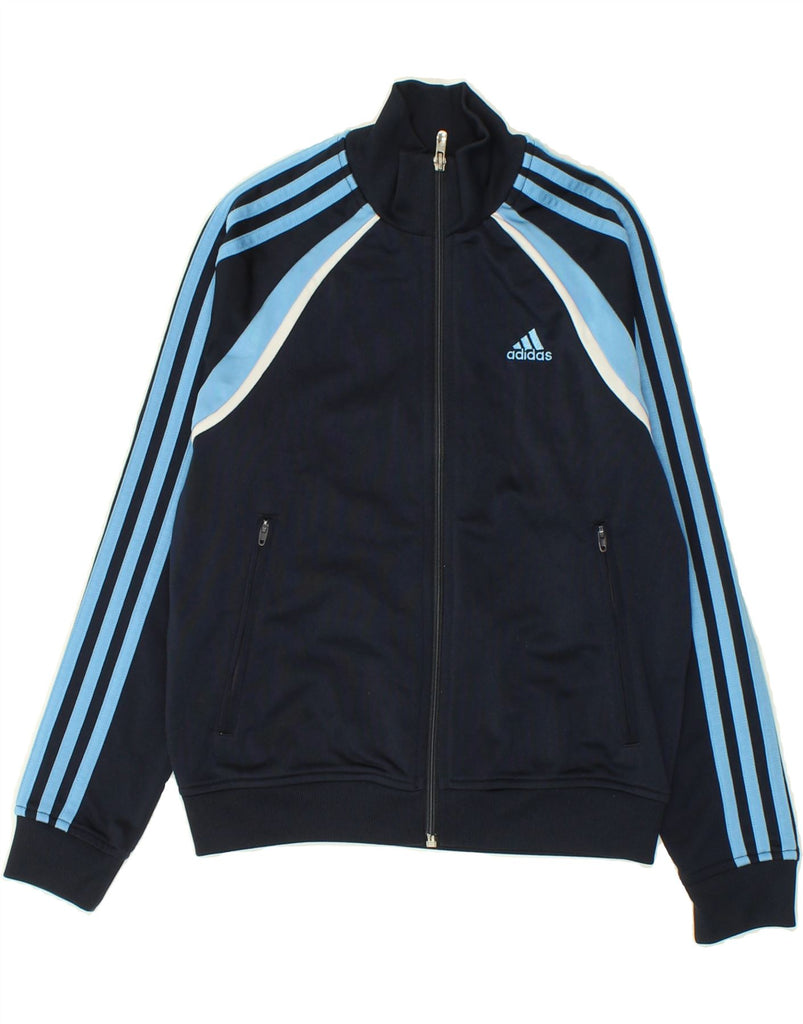 ADIDAS Boys Graphic Tracksuit Top Jacket 9-10 Years Navy Blue Colourblock | Vintage Adidas | Thrift | Second-Hand Adidas | Used Clothing | Messina Hembry 