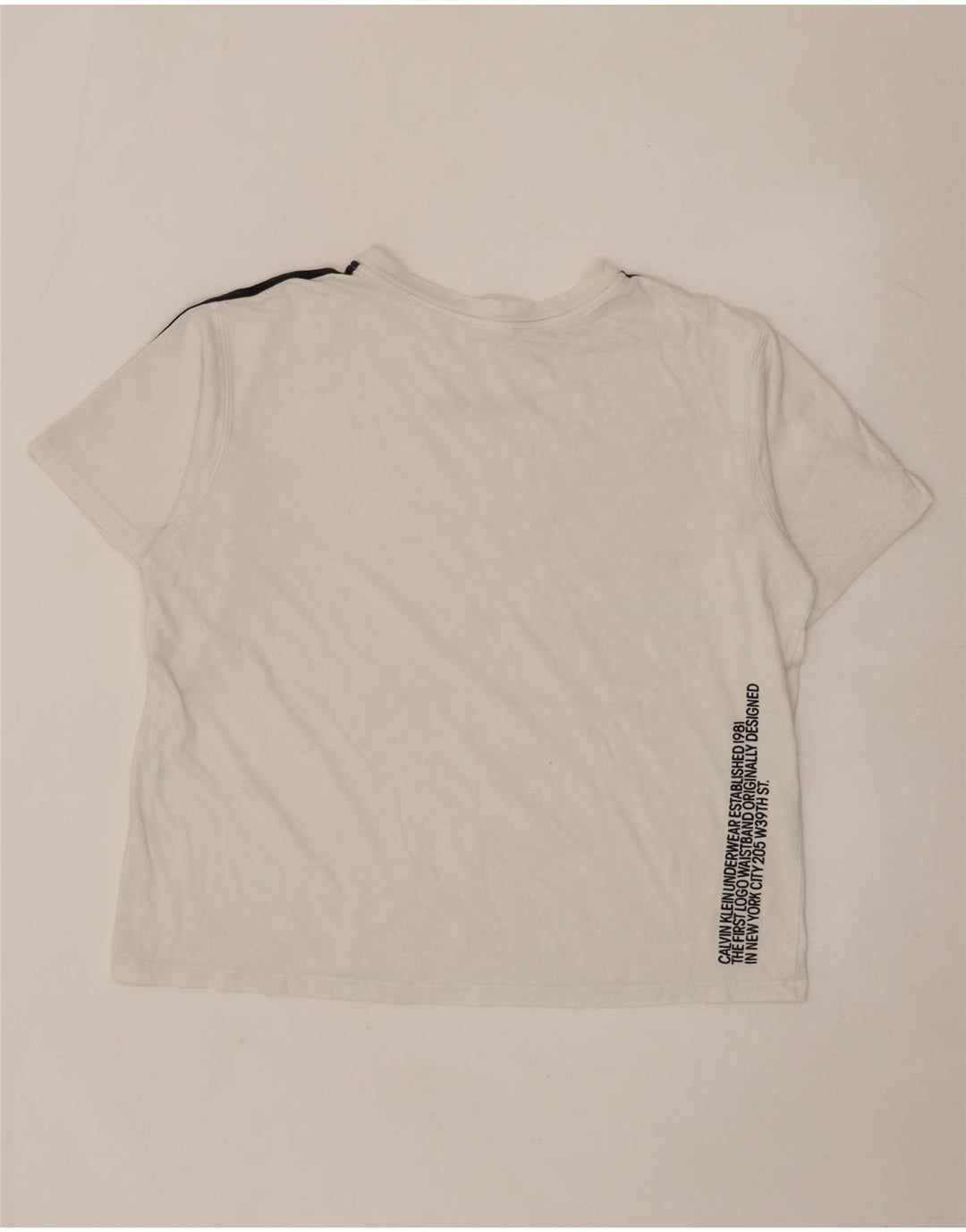 CALVIN KLEIN Mens Graphic T-Shirt Top Large White Striped