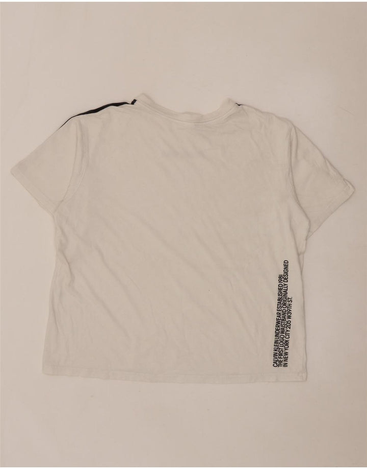 CALVIN KLEIN Mens Graphic T-Shirt Top Large White Striped
