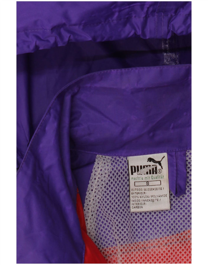 PUMA Mens Oversized Hooded Rain Jacket UK 36 Small Purple Colourblock