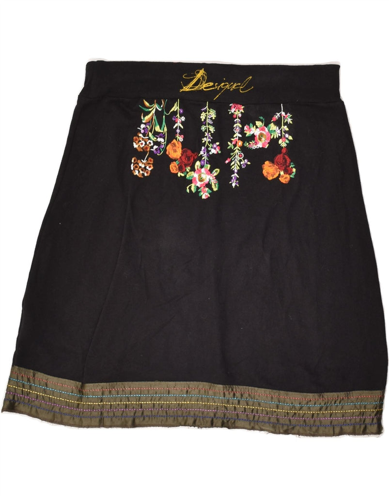 DESIGUAL Womens Graphic A-Line Skirt Small W34  Black Floral | Vintage Desigual | Thrift | Second-Hand Desigual | Used Clothing | Messina Hembry 