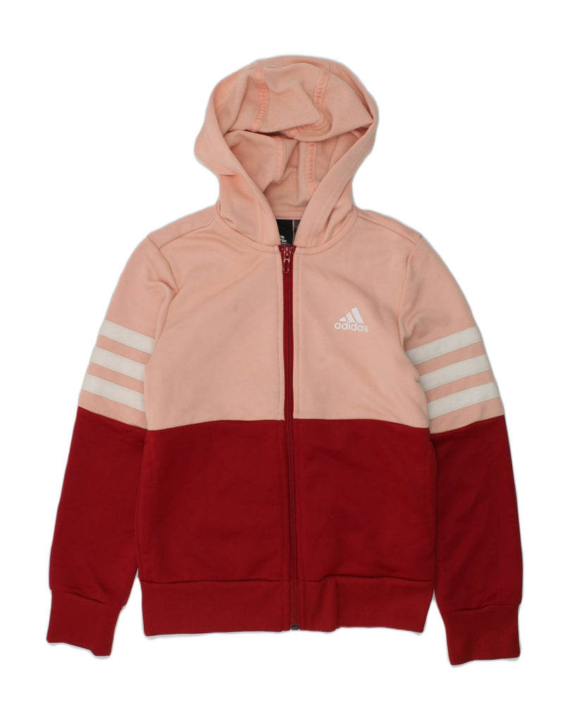 ADIDAS Girls Graphic Zip Hoodie Sweater 9-10 Years Pink Colourblock | Vintage Adidas | Thrift | Second-Hand Adidas | Used Clothing | Messina Hembry 