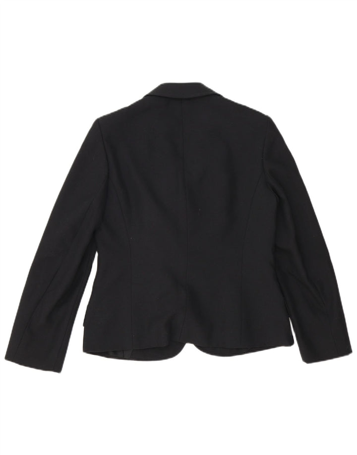 Vintage Womens 2 Button Blazer Jacket UK 12 Medium Black Polyester