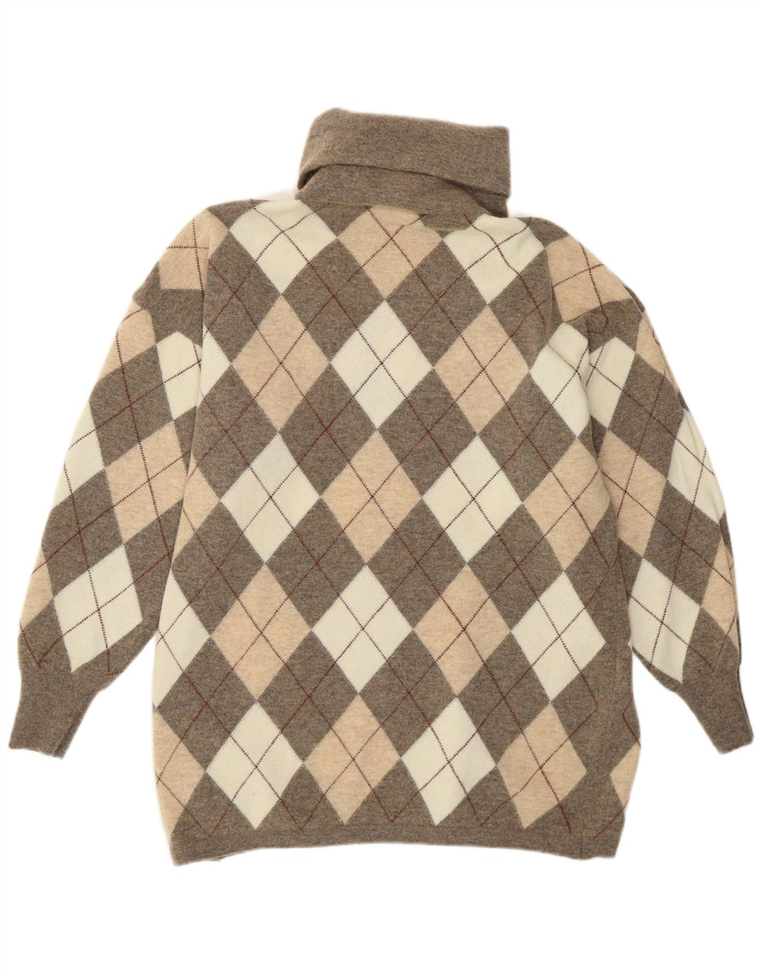 Gispa Womens Roll Neck Jumper Sweater UK 18 XL Grey Argyle/Diamond