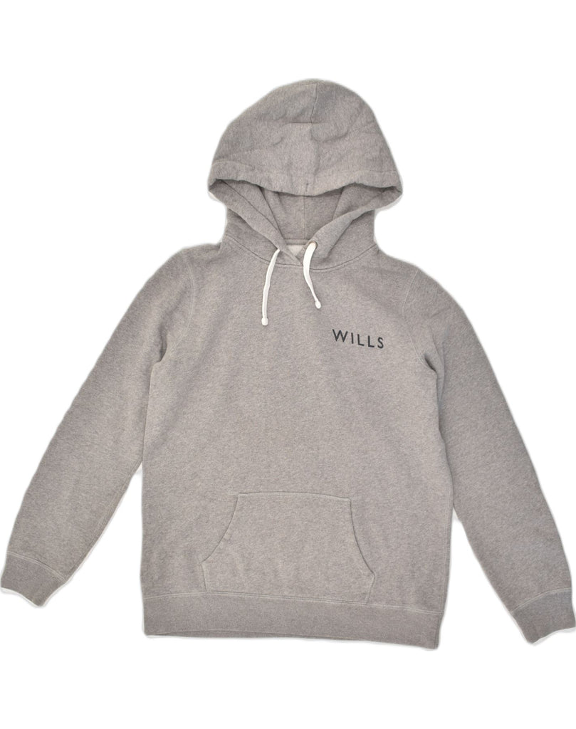 JACK WILLS Womens Graphic Hoodie Jumper UK 12 Medium Grey Cotton | Vintage Jack Wills | Thrift | Second-Hand Jack Wills | Used Clothing | Messina Hembry 