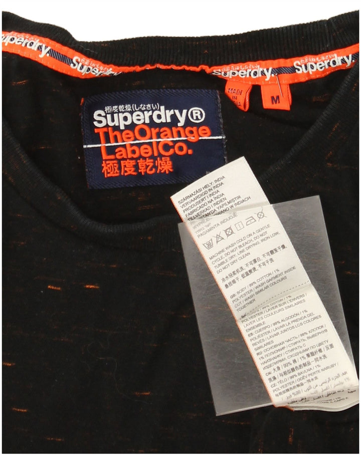 Superdry Mens T-Shirt Top Medium Black Flecked Cotton