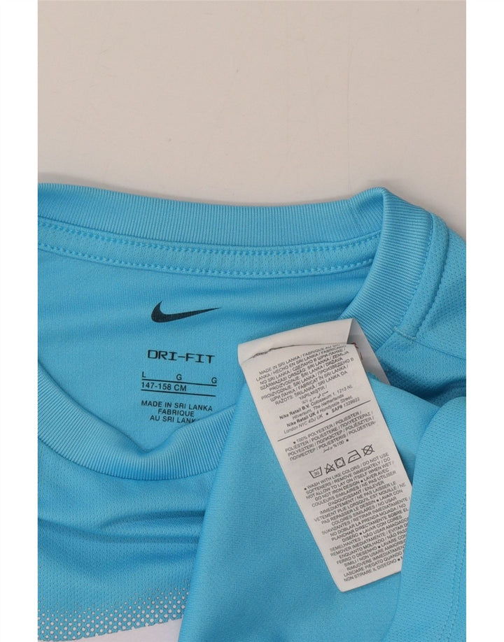 Nike Boys Dri Fit Graphic T-Shirt Top 12-13 Years Large Blue Polyester