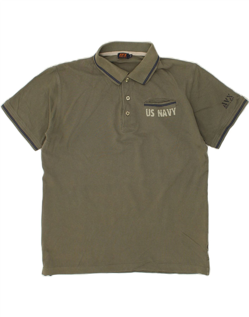 AVIREX Mens Polo Shirt Medium Khaki Cotton Vintage Avirex and Second-Hand Avirex from Messina Hembry 