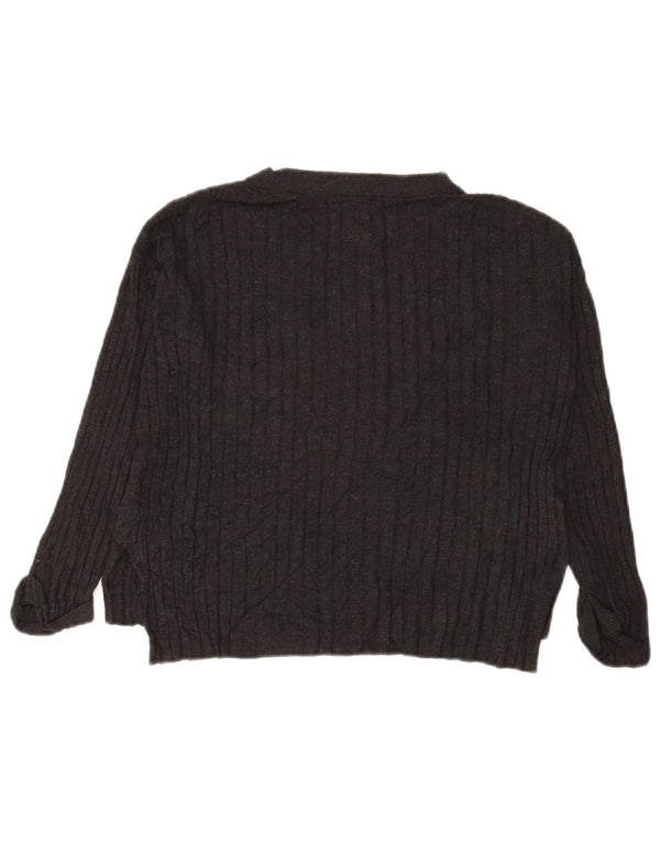 Zara Girls Oversized Boat Neck Jumper Sweater 8-9 Years Grey Viscose