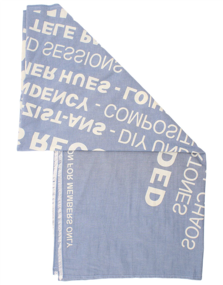 Diesel Womens Graphic Rectangle Scarf One Size Blue Cotton