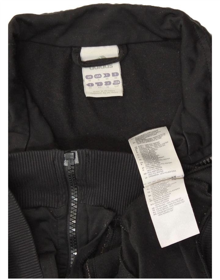 ADIDAS Womens Crop Tracksuit Top Jacket UK 10 Small  Black Polyester