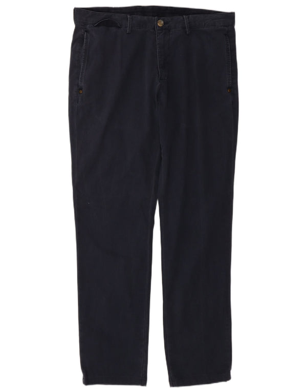 MASSIMO DUTTI Mens Chino Trousers EU 42 Large W32 L31 Navy Blue Classic