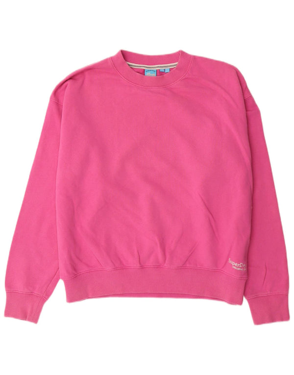 SUPERDRY Womens Oversized Sweatshirt Jumper UK 14 Large Pink Cotton