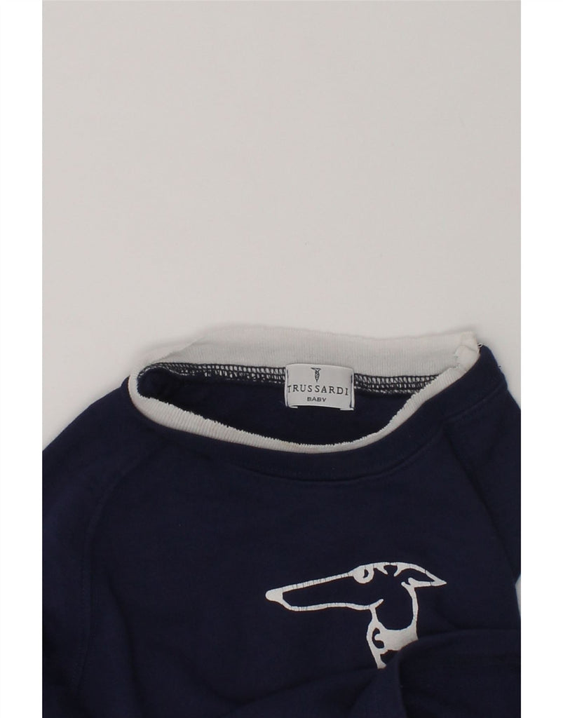 TRUSSARDI Boys Graphic Top Long Sleeve 4-5 Years Navy Blue Cotton | Vintage Trussardi | Thrift | Second-Hand Trussardi | Used Clothing | Messina Hembry 