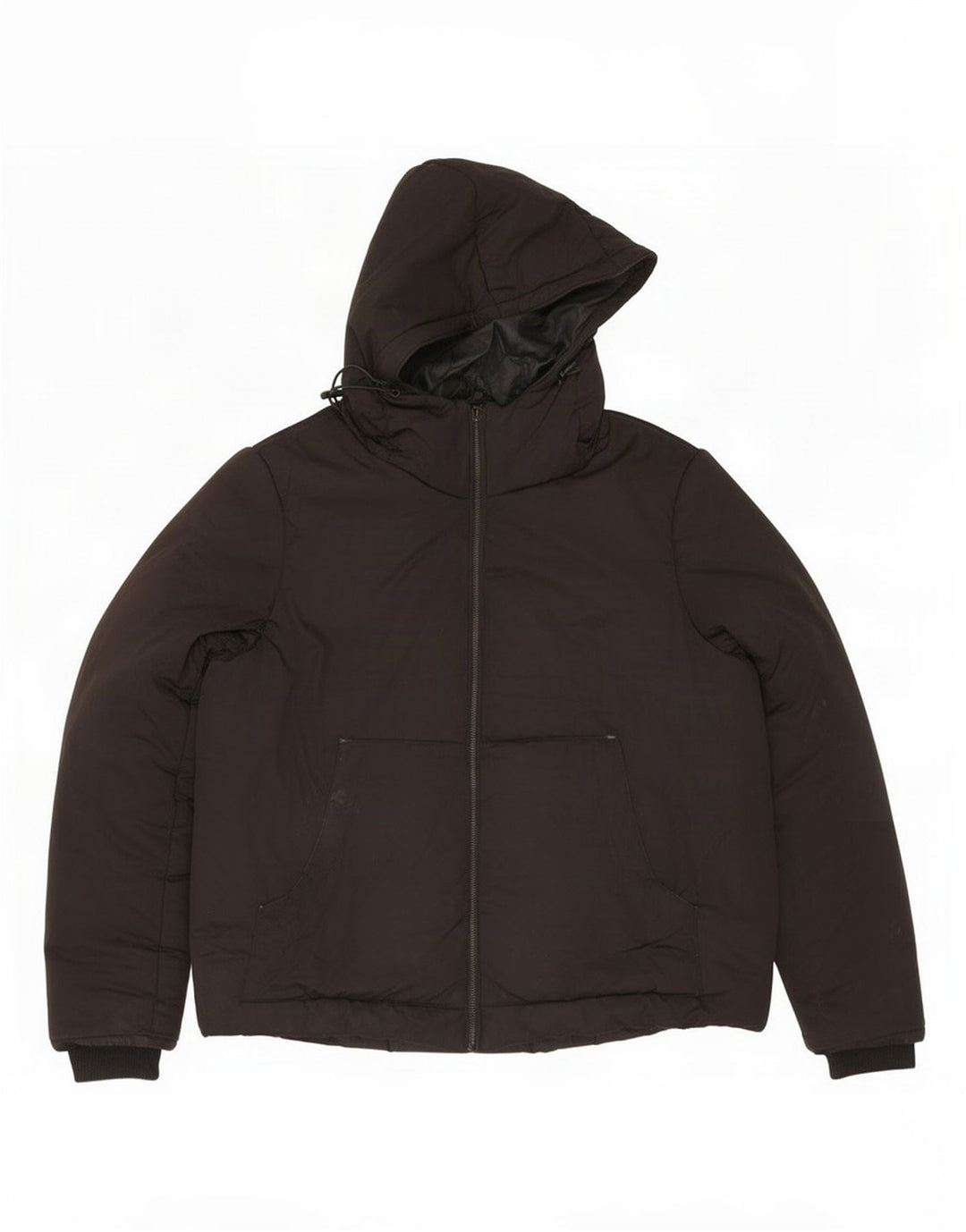 Zara Mens Hooded Padded Jacket UK 38 Medium Black Polyester