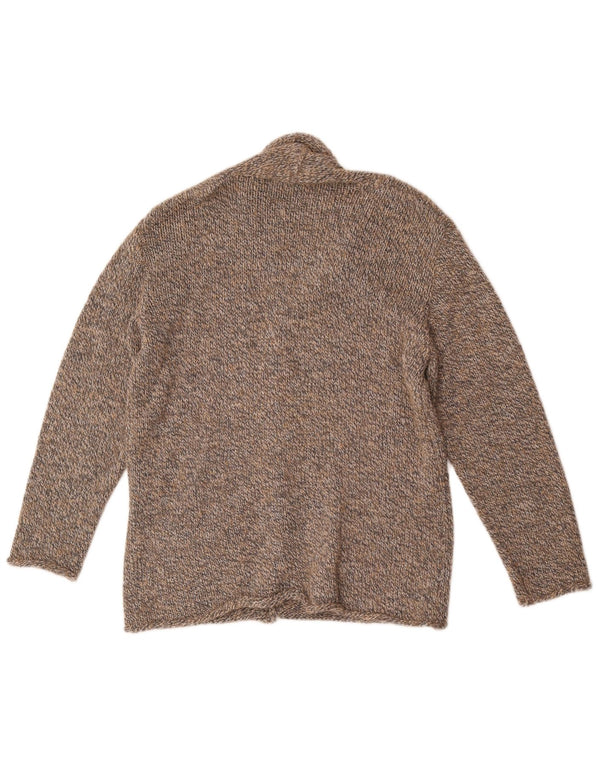 Laura Patrizia Mens Cardigan Sweater Medium Brown Flecked Wool