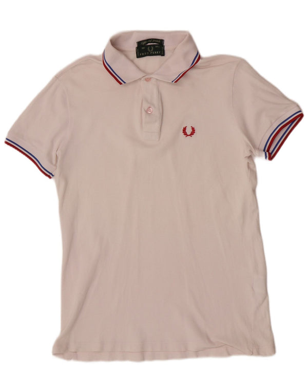 Fred Perry Mens Polo Shirt Small White Striped Cotton