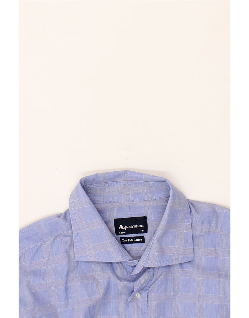 AQUASCUTUM Mens Formal Shirt Size 17 XL Blue Check Vintage Aquascutum and Second-Hand Aquascutum from Messina Hembry 