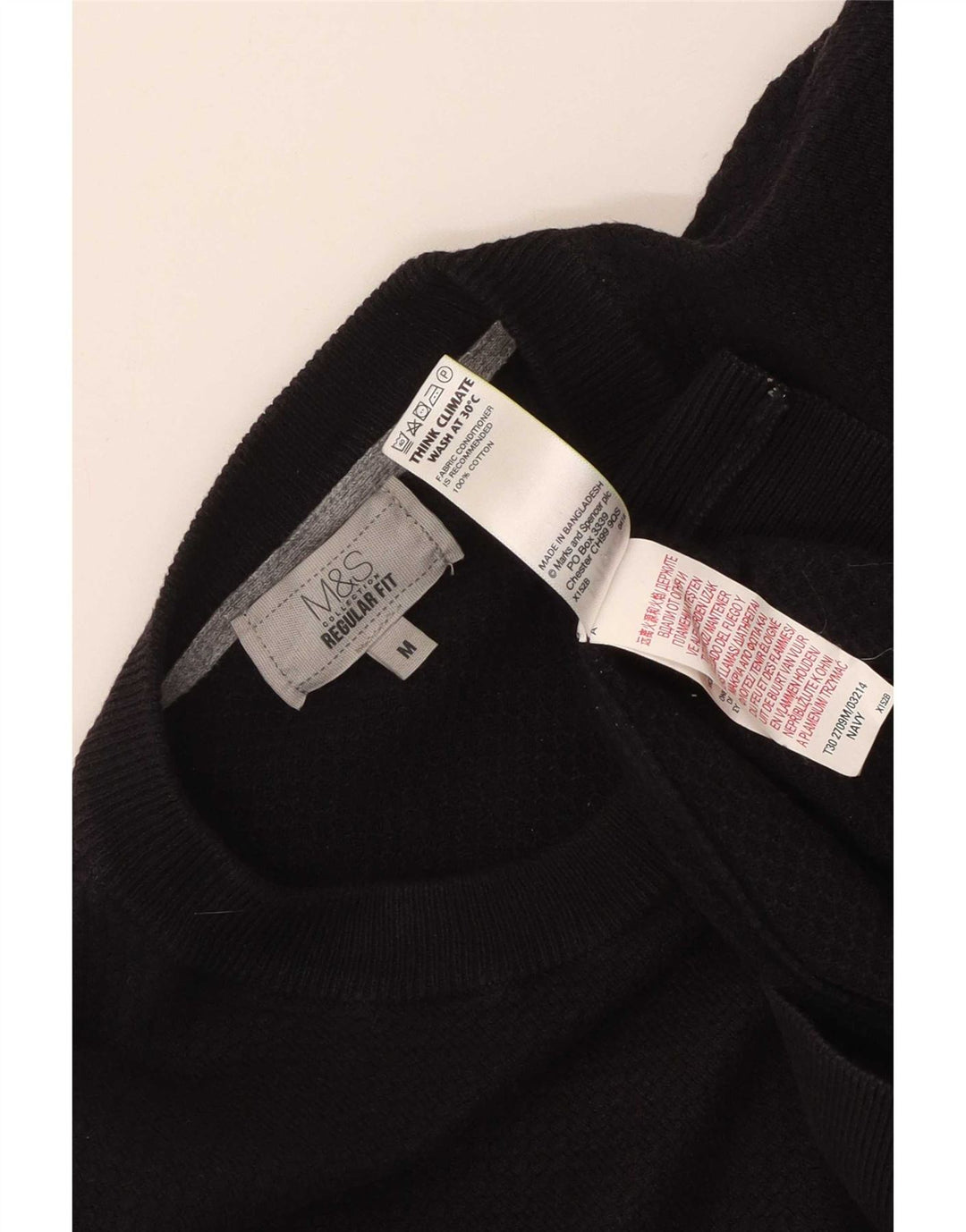 Marks & Spencer Mens Regular Fit Crew Neck Jumper Sweater Medium Navy Blue