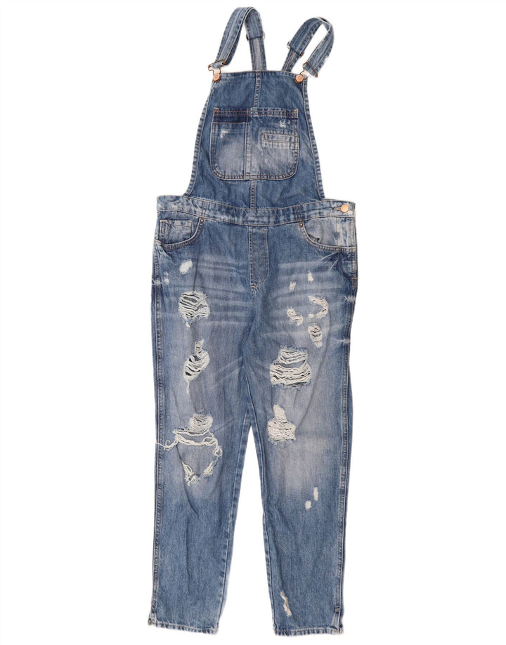 Zara Womens Trafaluc Distressed Dungarees Slim Jeans Medium W32 L27 Blue