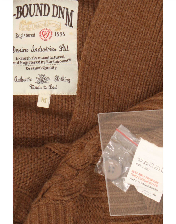 Vintage Mens Cardigan Sweater Medium Brown Polyacrylic