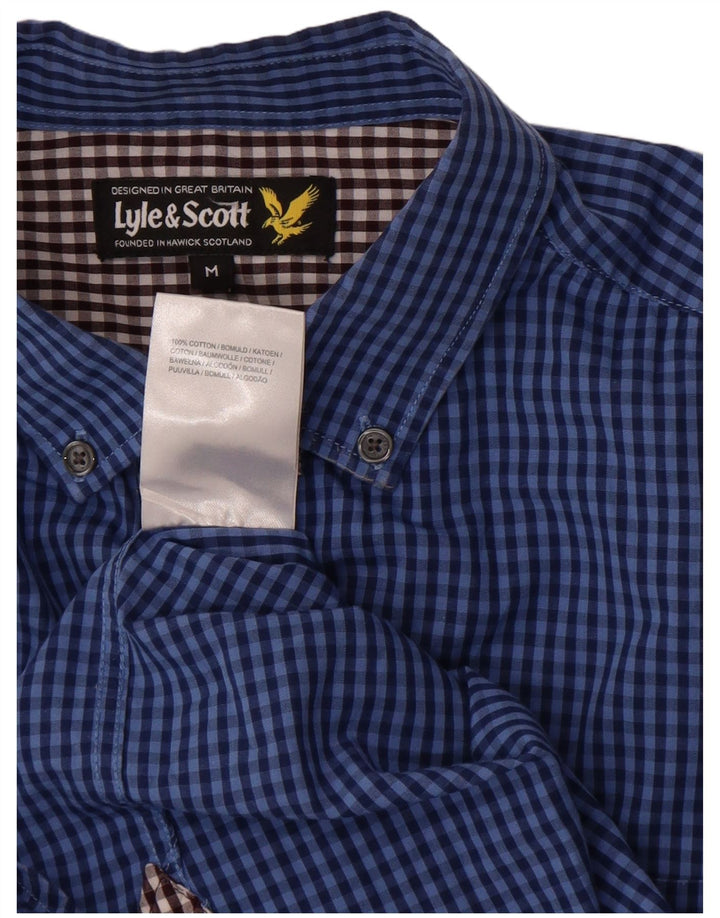Lyle & Scott Mens Shirt Medium Blue Gingham Cotton