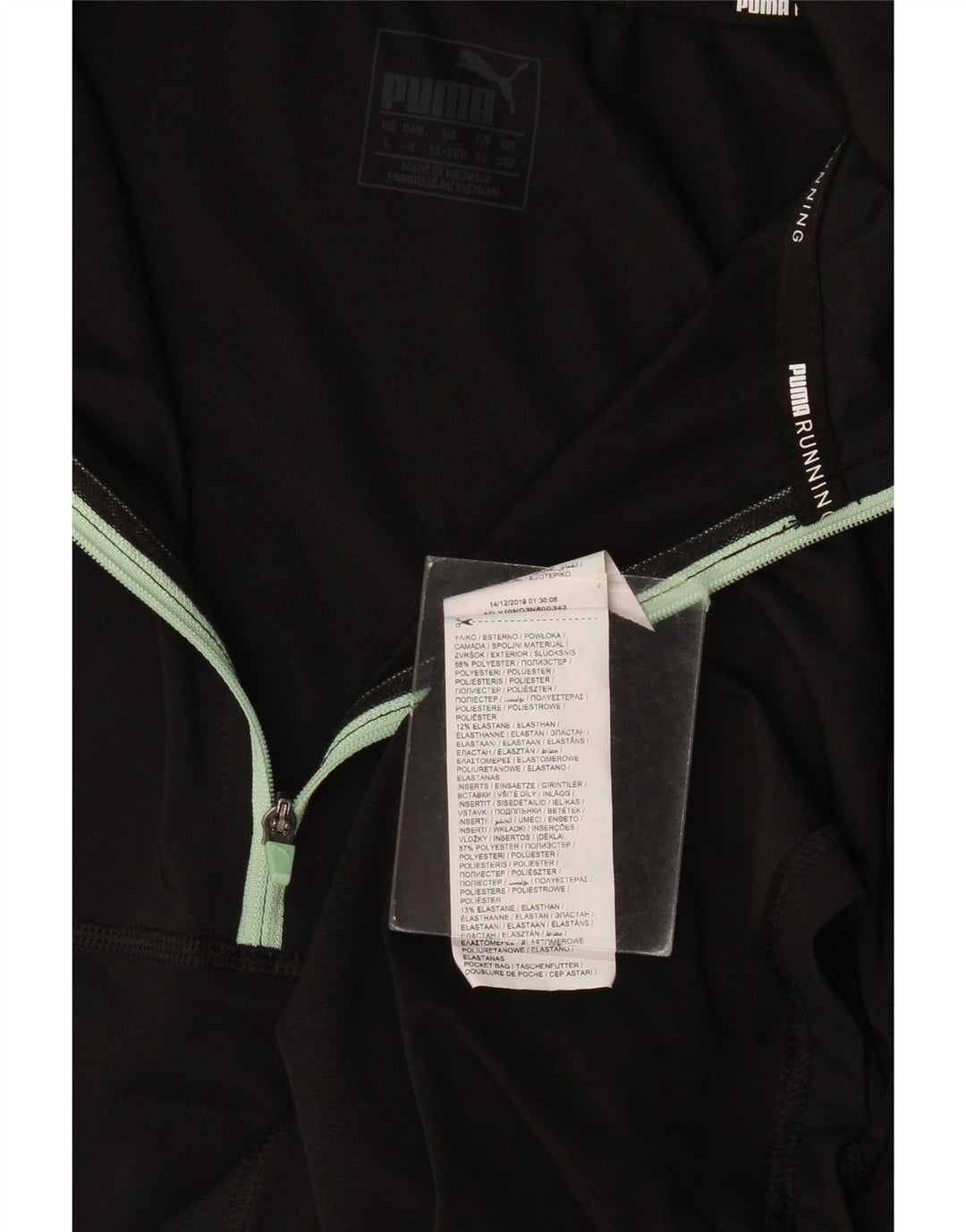 Puma Girls Zip Neck Pullover Tracksuit Top 11-12 Years Black Polyester