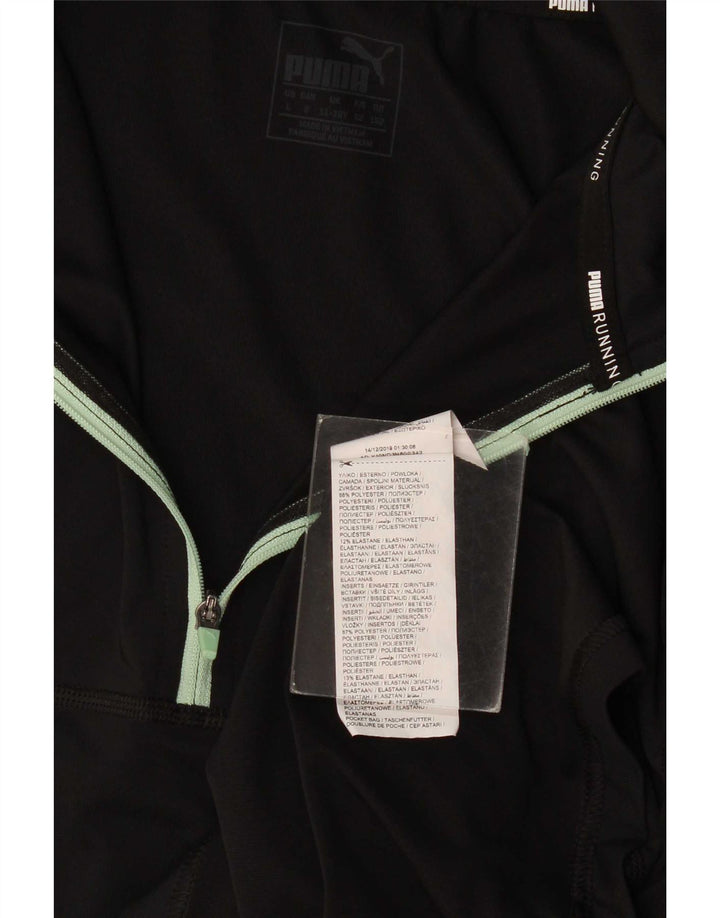 Puma Girls Zip Neck Pullover Tracksuit Top 11-12 Years Black Polyester