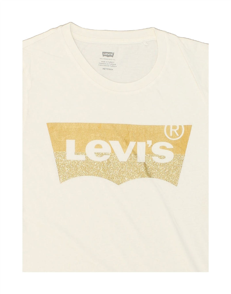 LEVI'S Womens Graphic T-Shirt Top XS White | Vintage Levi's | Thrift | Second-Hand Levi's | Used Clothing | Messina Hembry 