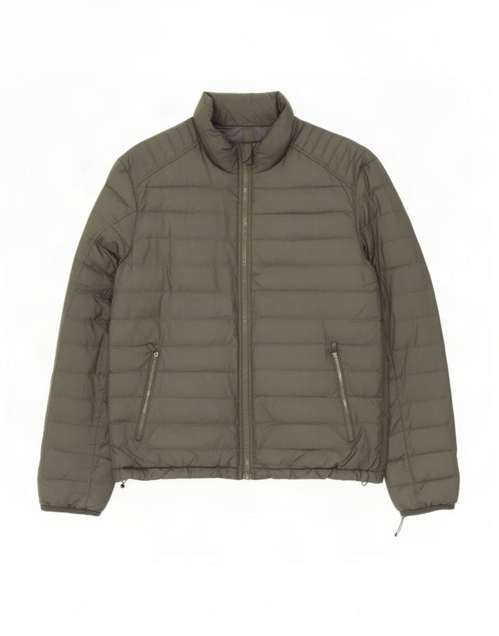 Massimo Dutti Mens Padded Jacket UK 40 Large Khaki Polyester