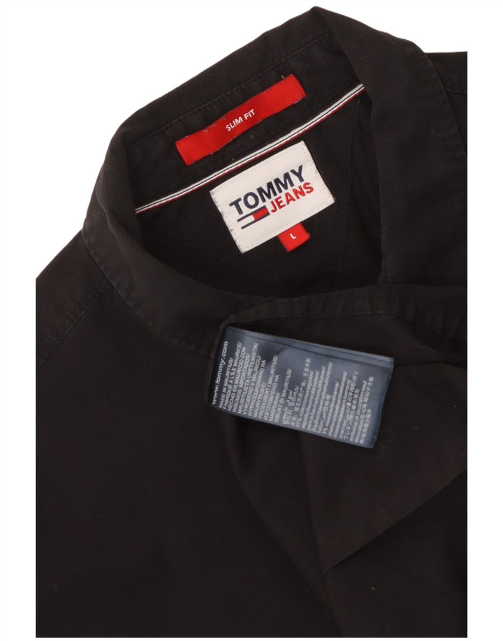 Tommy Hilfiger Mens Slim Fit Shirt Large Black Cotton