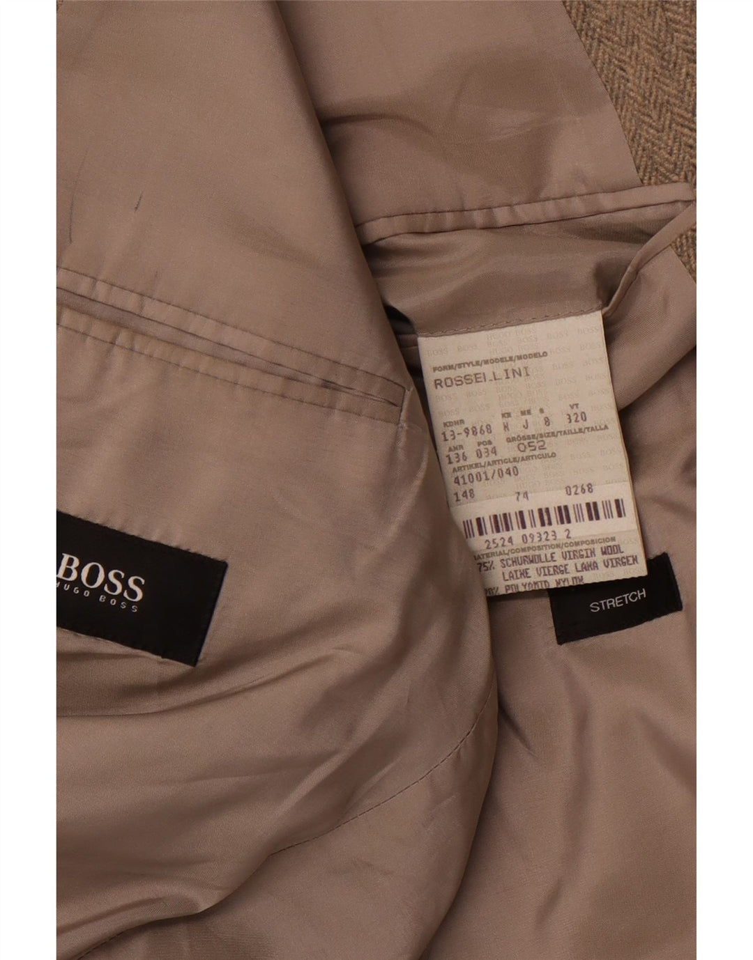 HUGO BOSS Mens Rossellini Blazer Jacket IT 52 XL Brown Herringbone