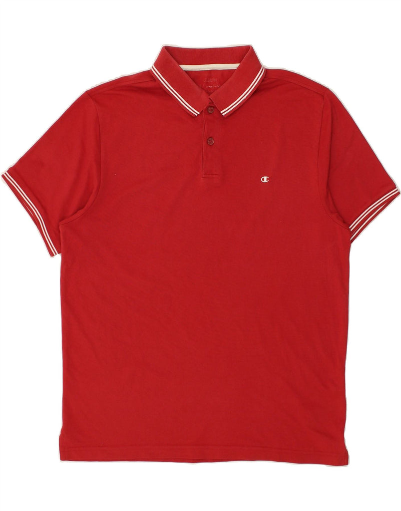 CHAMPION Mens Polo Shirt Large Red Cotton | Vintage Champion | Thrift | Second-Hand Champion | Used Clothing | Messina Hembry 