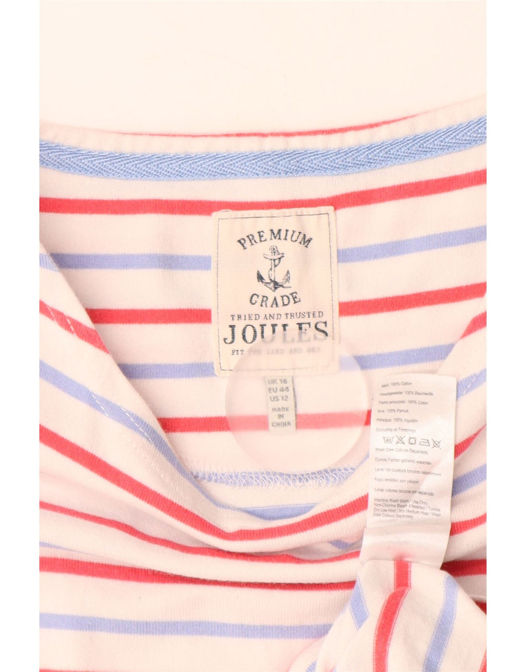 JOULES Womens Sleeveless T-Shirt Dress UK 16 Large  White Striped Cotton