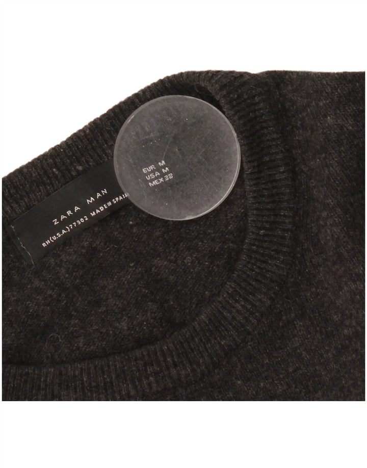 Zara Mens Crew Neck Jumper Sweater Medium Black