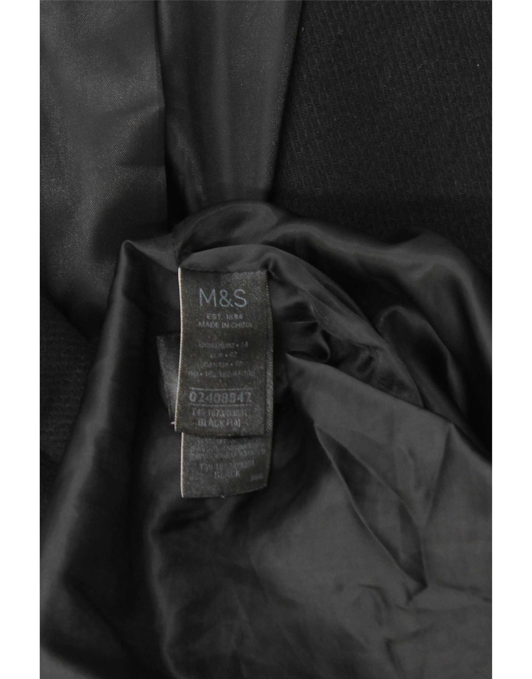 Marks & Spencer Womens Overcoat UK 14 Large Black Polyester