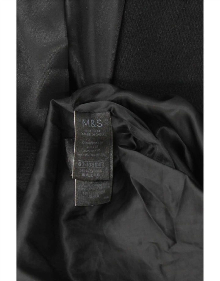 Marks & Spencer Womens Overcoat UK 14 Large Black Polyester