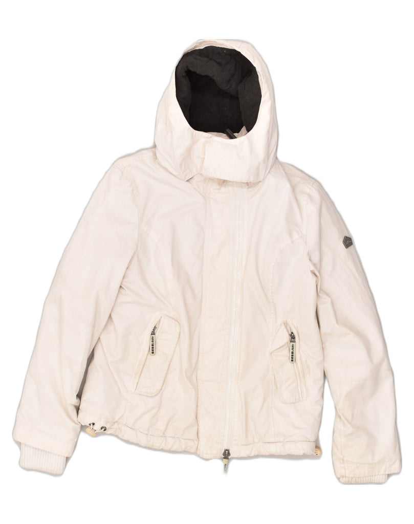 SUPERDRY Womens Hooded Padded Jacket UK 16 Large White Cotton | Vintage Superdry | Thrift | Second-Hand Superdry | Used Clothing | Messina Hembry 