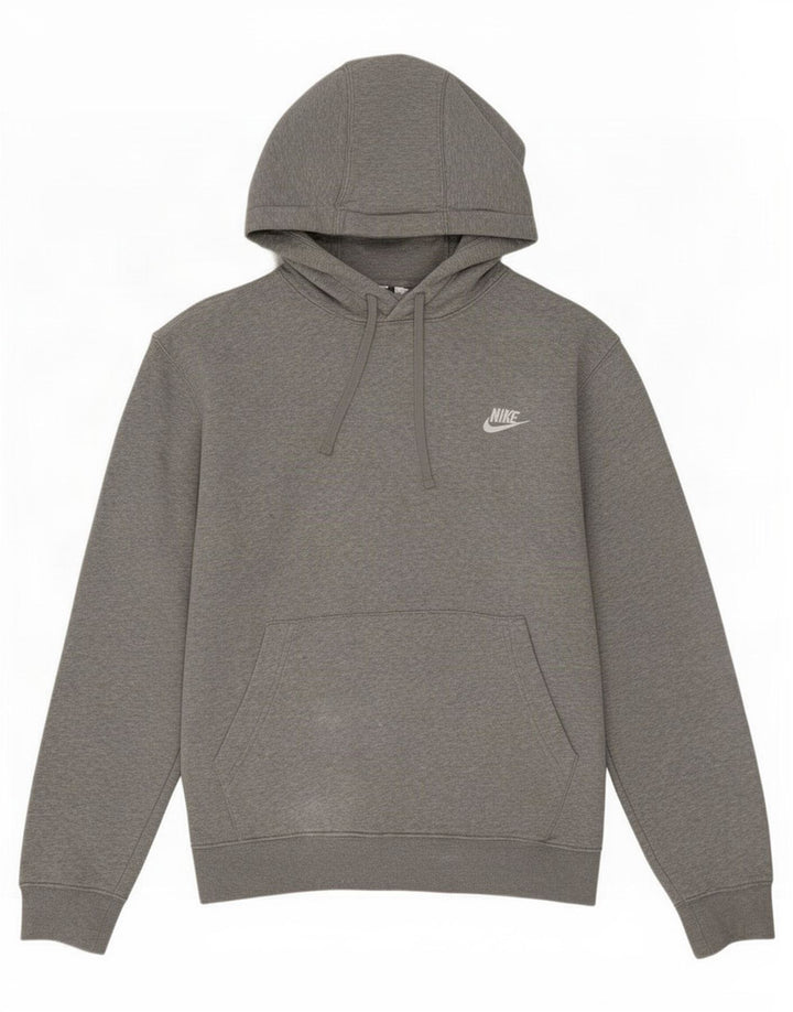 Nike Mens Hoodie Jumper Large Grey Cotton