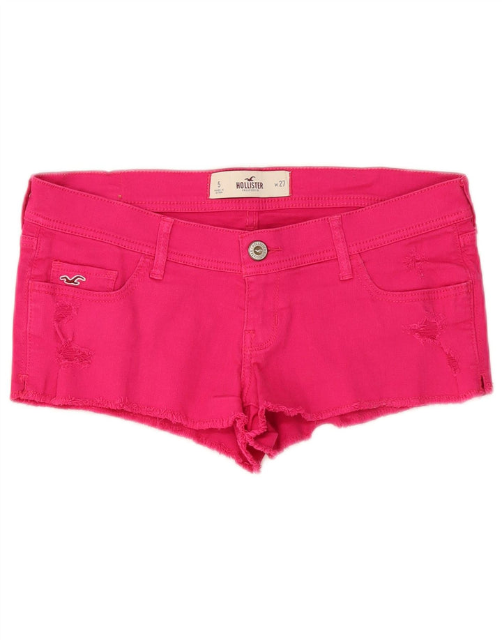 Hollister Womens Denim Distressed Hot Pants US 5 Small W27 Pink