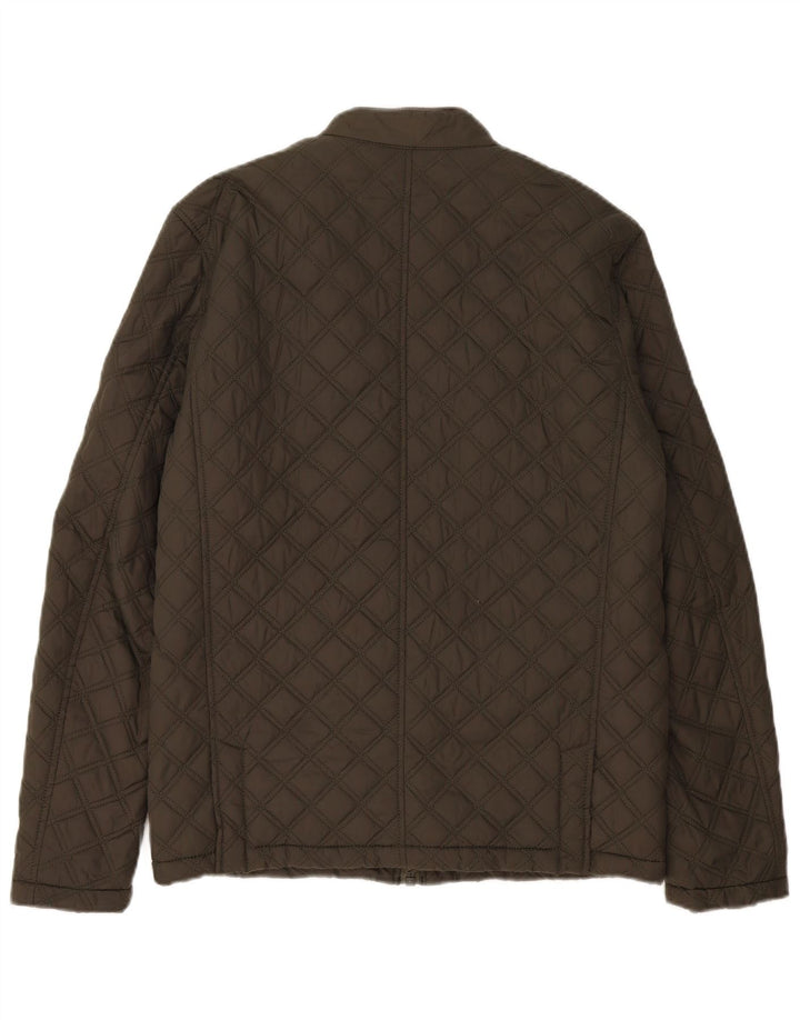 Superdry Mens Quilted Jacket UK 38 Medium Khaki Polyester