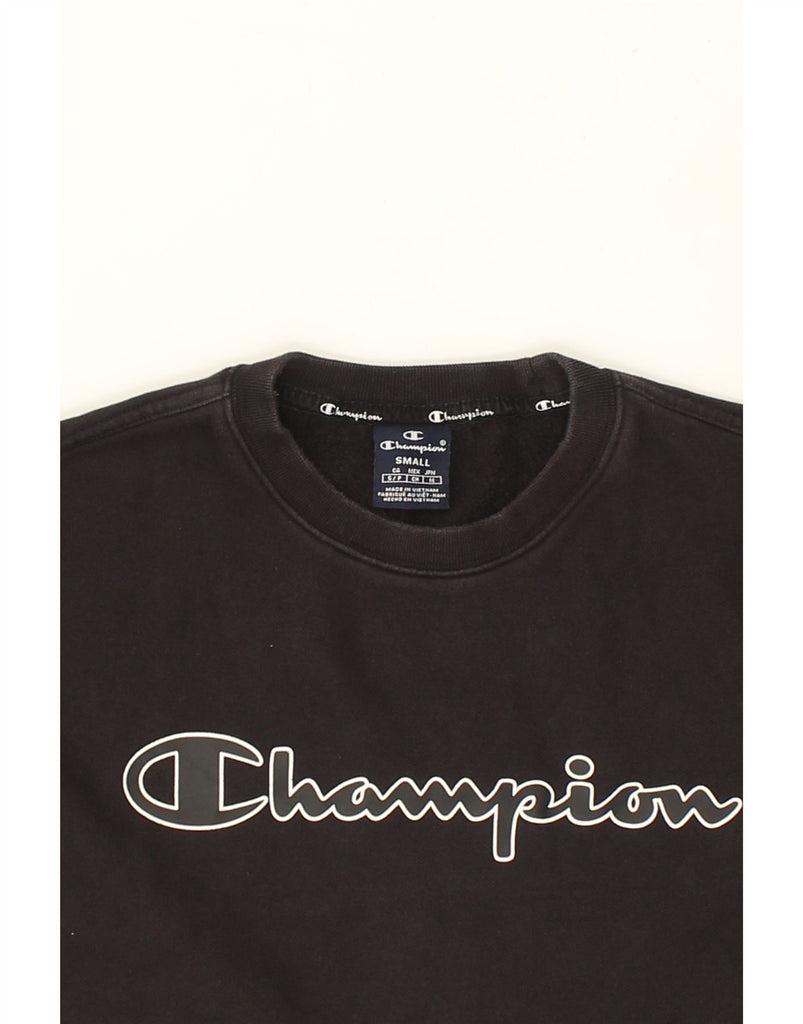 CHAMPION Mens Graphic Sweatshirt Jumper Small Black Cotton | Vintage Champion | Thrift | Second-Hand Champion | Used Clothing | Messina Hembry 