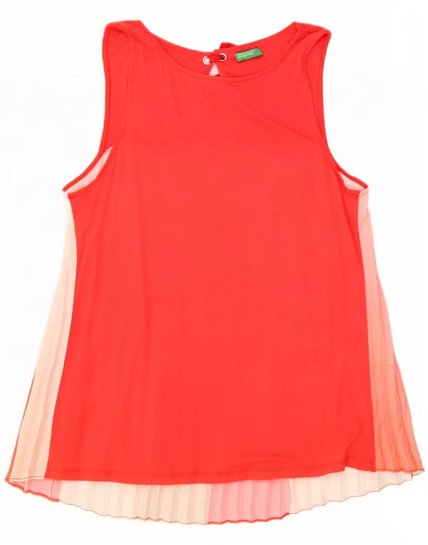 Benetton Womens Sleeveless Blouse Top UK 10 Small Red Colourblock