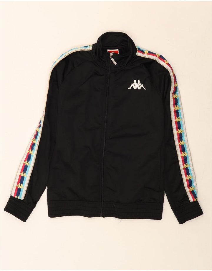 Kappa Womens Graphic Tracksuit Top Jacket UK 10 Small Black Colourblock
