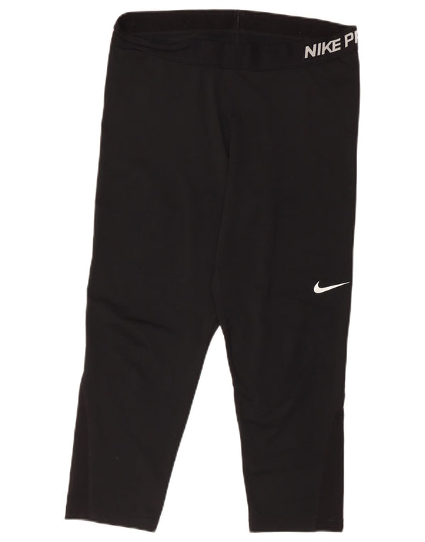 Nike Womens Dri Fit Graphic Capri Leggings UK 18 XL Black Polyester