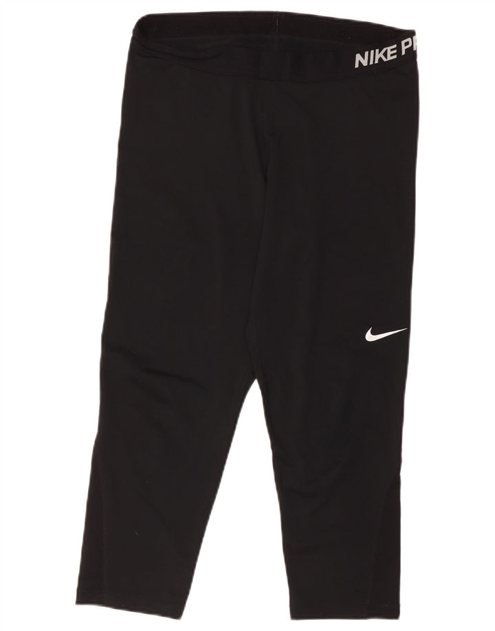 Nike Womens Dri Fit Graphic Capri Leggings UK 18 XL Black Polyester