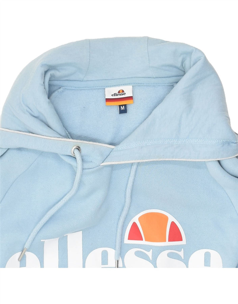 ELLESSE Womens Graphic Hoodie Jumper UK 14 Medium Blue Cotton | Vintage Ellesse | Thrift | Second-Hand Ellesse | Used Clothing | Messina Hembry 