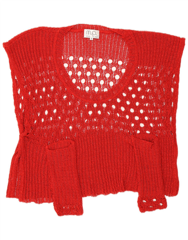 Vintage Womens Oversized Crop Top UK 2 2XS Red