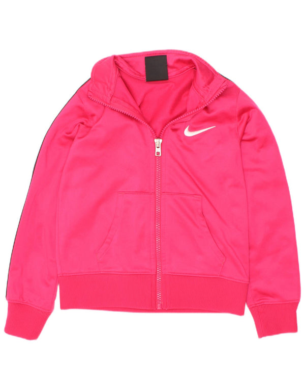 Nike Girls Tracksuit Top Jacket 3-4 Years XS Pink Colourblock Polyester